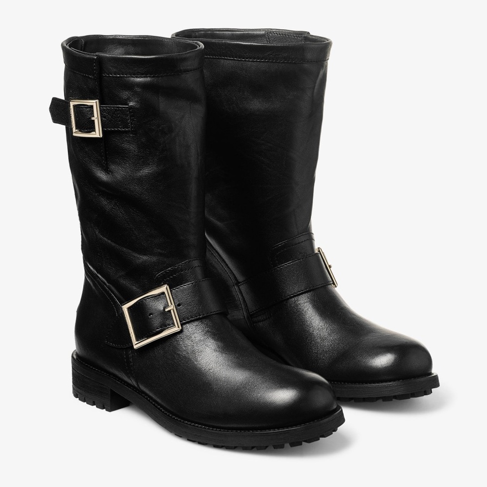 Jimmy Choo Black Biker Leather Ankle Boot (*WITH FLAWS - AS IS - FINAL SALE)